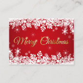 White Snowflakes on Red Merry Christmas 名刺 (正面)