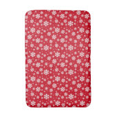 White Snowflakes on red Winter Pattern バスマット (正面縦)