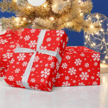 White Snowflakes on Red Winter Pattern