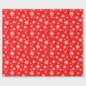 White Snowflakes on Red Winter Pattern ラッピングペーパー (フラット)
