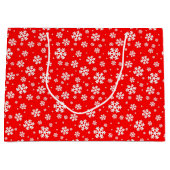 White Snowflakes on Red Winter Pattern ラージペーパーバッグ (正面)
