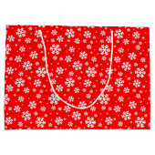 White Snowflakes on Red Winter Pattern ラージペーパーバッグ (裏面)