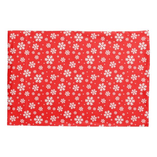 White Snowflakes on Red Winter Pattern 枕カバー (裏面)