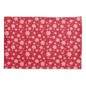 White Snowflakes on red Winter Pattern 枕カバー (裏面)