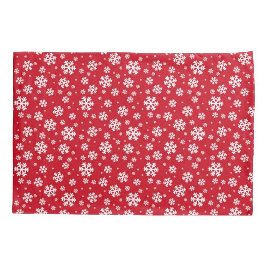 White Snowflakes on red Winter Pattern 枕カバー (裏面)