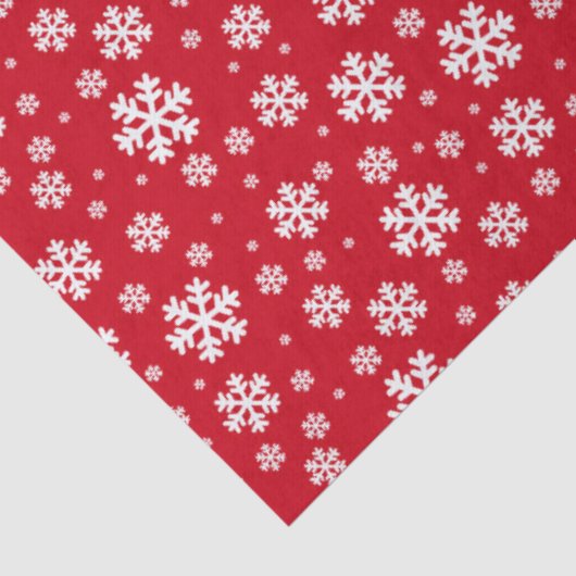 White Snowflakes on red Winter Pattern 薄葉紙 (詳細)