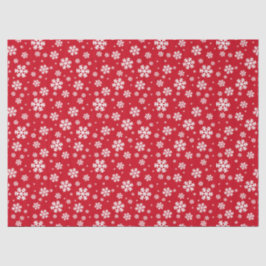 White Snowflakes on red Winter Pattern 薄葉紙