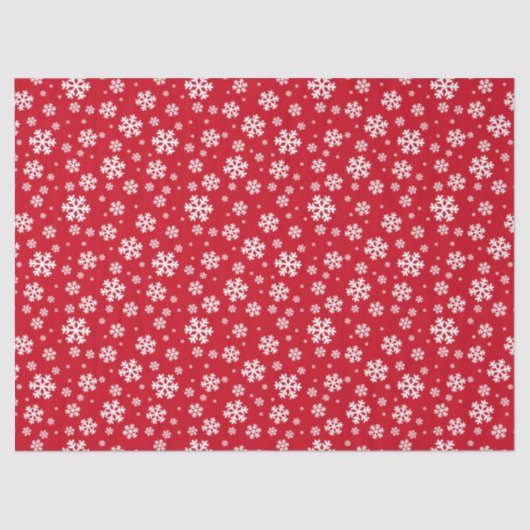 White Snowflakes on red Winter Pattern 薄葉紙 (正面)