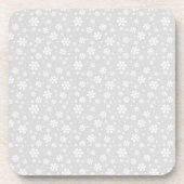 White Snowflakes on Silver Winter Pattern コースター (正面)
