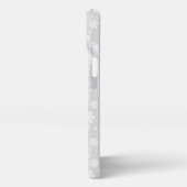 White Snowflakes on Silver Winter Pattern iPhoneケース (左側面)