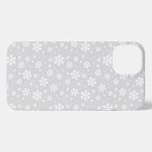 White Snowflakes on Silver Winter Pattern iPhoneケース (裏面横)
