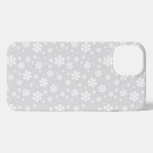 White Snowflakes on Silver Winter Pattern iPhoneケース (裏面横)