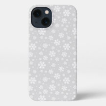 White Snowflakes on Silver Winter Pattern