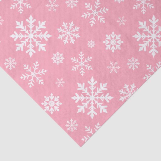 White Snowflakes Pattern On Light Pink Background 薄葉紙 (詳細)