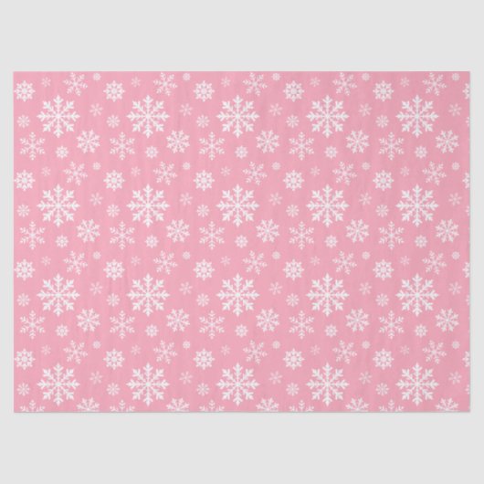 White Snowflakes Pattern On Light Pink Background 薄葉紙 (正面)