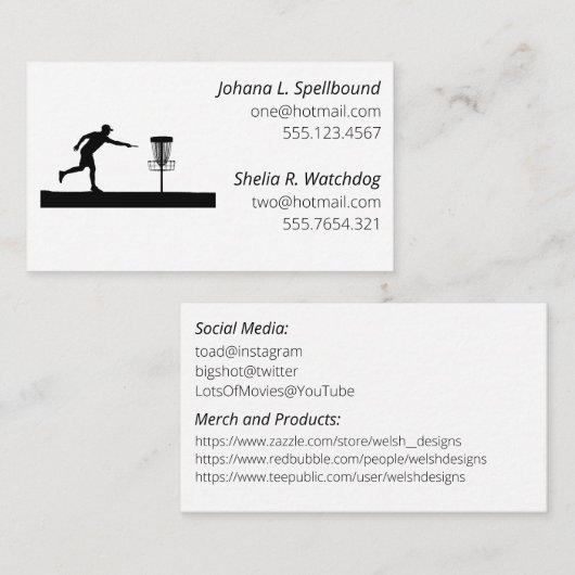 White Social calling card-Disc Golf 名刺 (正面/裏面)