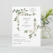 White Soft Floral & Eucalyptus Wedding 招待状 (スタンド正面)