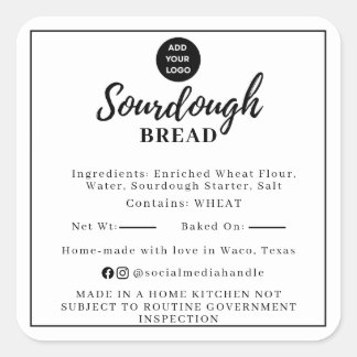 White Sourdough Ingredient Cottage Law Sticker スクエアシール