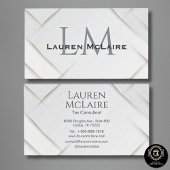 White Sparkle & Gold Accent Monogram Business Card 名刺
