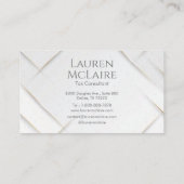 White Sparkle & Gold Accent Monogram Business Card 名刺 (裏面)