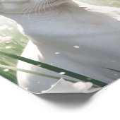 White Sphinx Cat and Flowers ポスター (角)