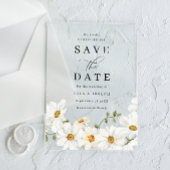 White Spring Floral Wedding Save The Date アクリル招待状