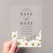 White Spring Floral Wedding Save The Date アクリル招待状 (インサイチュ (ポータブル))
