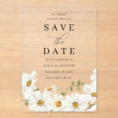 White Spring Floral Wedding Save The Date アクリル招待状 (正面)