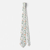 White Spring Flowers Floral Pattern ネクタイ (正面)