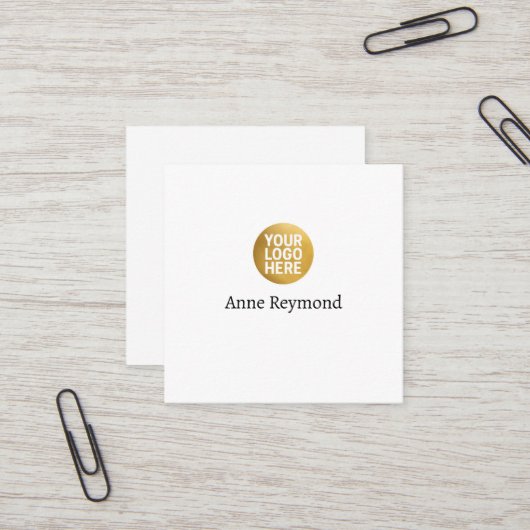 White Square Business Card with Logo スクエア名刺 (正面/裏面インサイチュ)