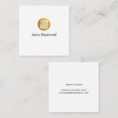 White Square Business Card with Logo スクエア名刺 (正面/裏面)