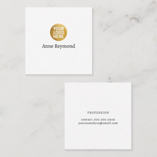 White Square Business Card with Logo スクエア名刺 (正面/裏面)