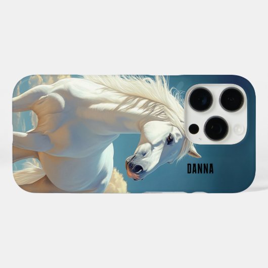 White Stallion Personalized Name Case-Mate iPhoneケース (裏面 (横))