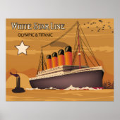 White Star Line, Olympic and Titanic Oversea Ship ポスター (正面)