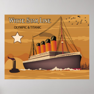 White Star Line, Olympic and Titanic Oversea Ship ポスター