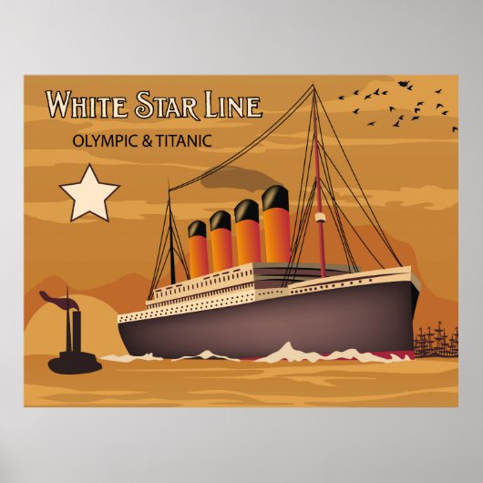 White Star Line, Olympic and Titanic Oversea Ship ポスター (正面)