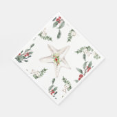White Starfish Beach Christmas Holiday スタンダードランチョンナプキン (角)