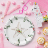 White Starfish Beach Christmas Holiday ペーパープレート (パーティー)