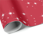 White Stars on Red Wrapping Paper ラッピングペーパー<br><div class="desc">Glowing white stars on red background.
Background color can be changed.</div>