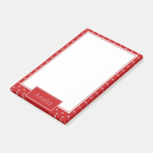 White Stars Pattern on Bright Red Personalised ポストイット (アングル)