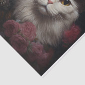 White Steampunk Cat, Roses, Decoupage 薄葉紙 (詳細)