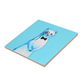 White Stoat Ermine Cute Ferret Lover Art タイル (側面)