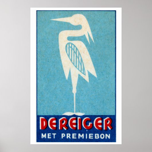 White Stork - Matchbox Print - Aesthetic Wall Art ポスター (正面)