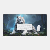 White Storm Tiger – Epic Fantasy Jungle Desk Mat デスクマット (キーボード&マウス)