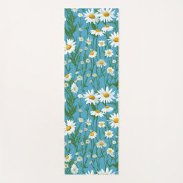 White Summer Daisies On Aqua ヨガマット