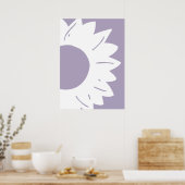 White Sunflower on Purple Abstract Wall Art ポスター (キッチン)