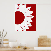 White Sunflower on Red Abstract Wall Art ポスター (キッチン)