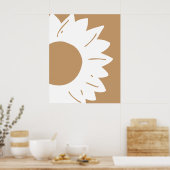 White Sunflower on Tan Abstract Wall Art ポスター (キッチン)
