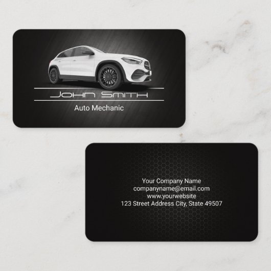 White SUV Car | Mechanic | Auto Car Repair 名刺 (正面/裏面)