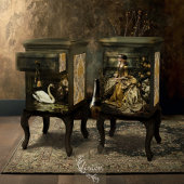 White Swan Dark Romantic Lake Floral Scene 薄葉紙